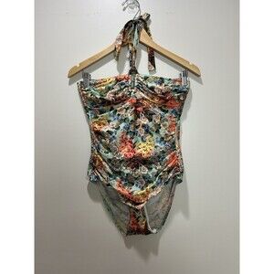 Zimmermann One Piece Swimsuit Halter Neck Removable Tie Floral - Size 6-8